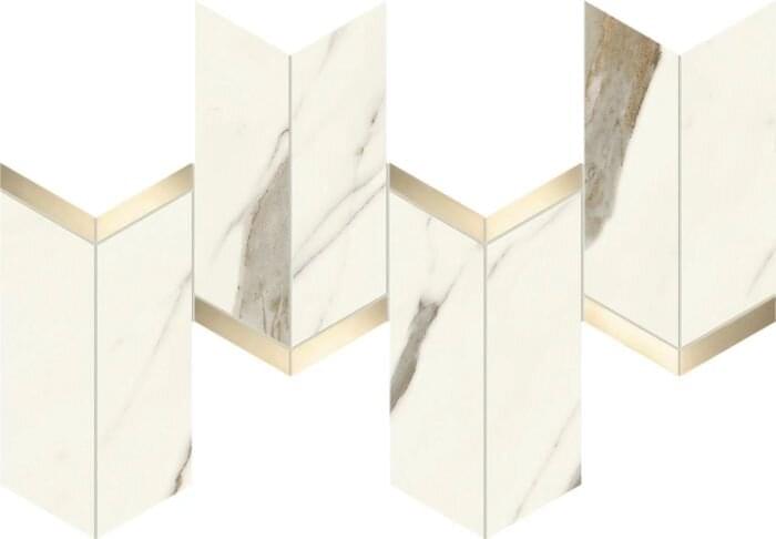 Мозаика Atlas Concorde Мозаика Calacatta Sublime Mosaico Chevron Lappato 19.2x46.3