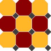 Керамогранит TopCer Декор 4421 20 Oct14 B Brick Red 20 Ochre Yellow 20 Octagon Black 14 Dots 30x30