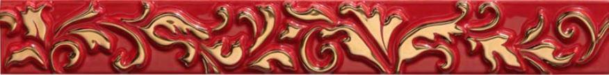 Керамическая плитка Petracers Бордюр Listello Ricciolo Rosso 4x32.5