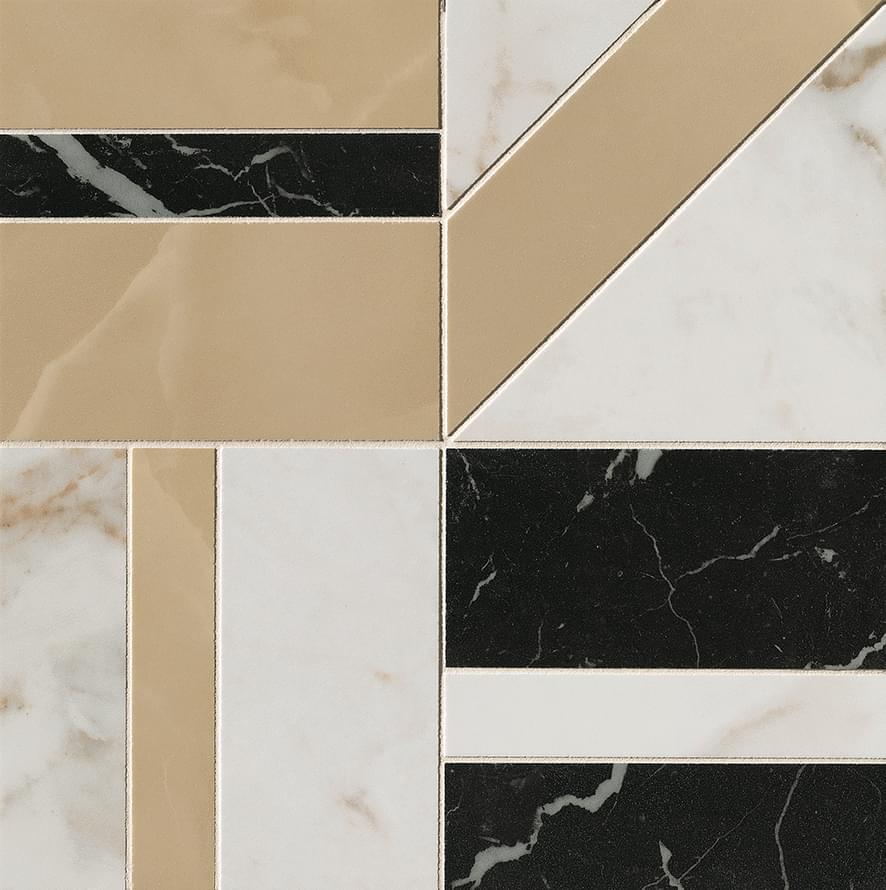 Мозаика Fap Мозаика Calacatta Delicato Onice Miele Nero Elegante Deco Mosaico 30x30