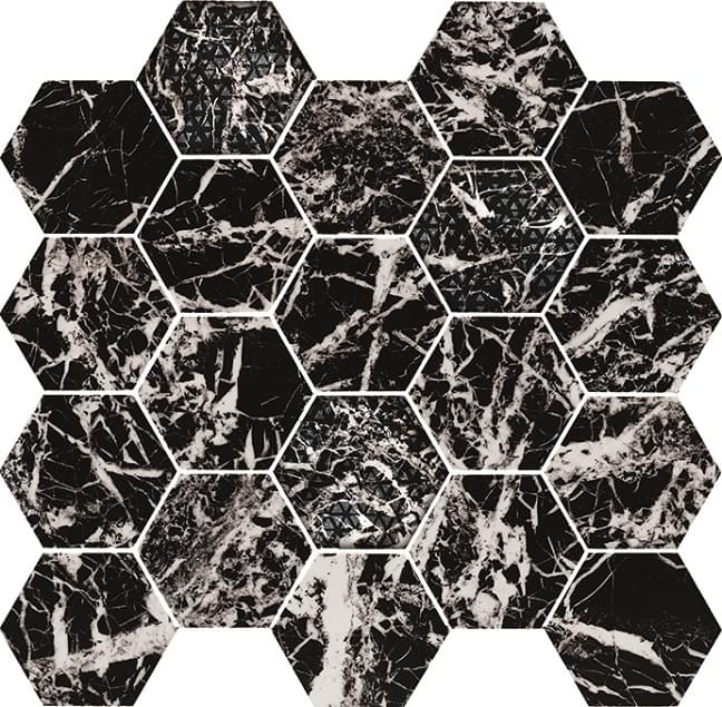 Мозаика Piemme Valentino Мозаика Hexagon Glam Black 34x36