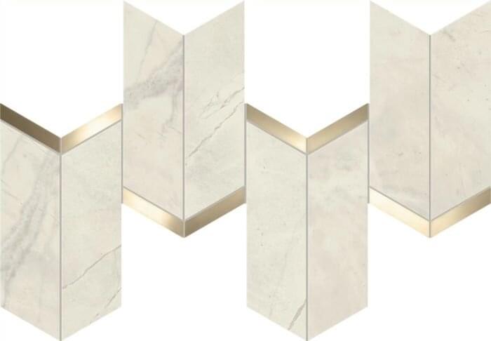 Мозаика Atlas Concorde Мозаика Calacatta Perla Mosaico Chevron Lappato 19.2x46.3