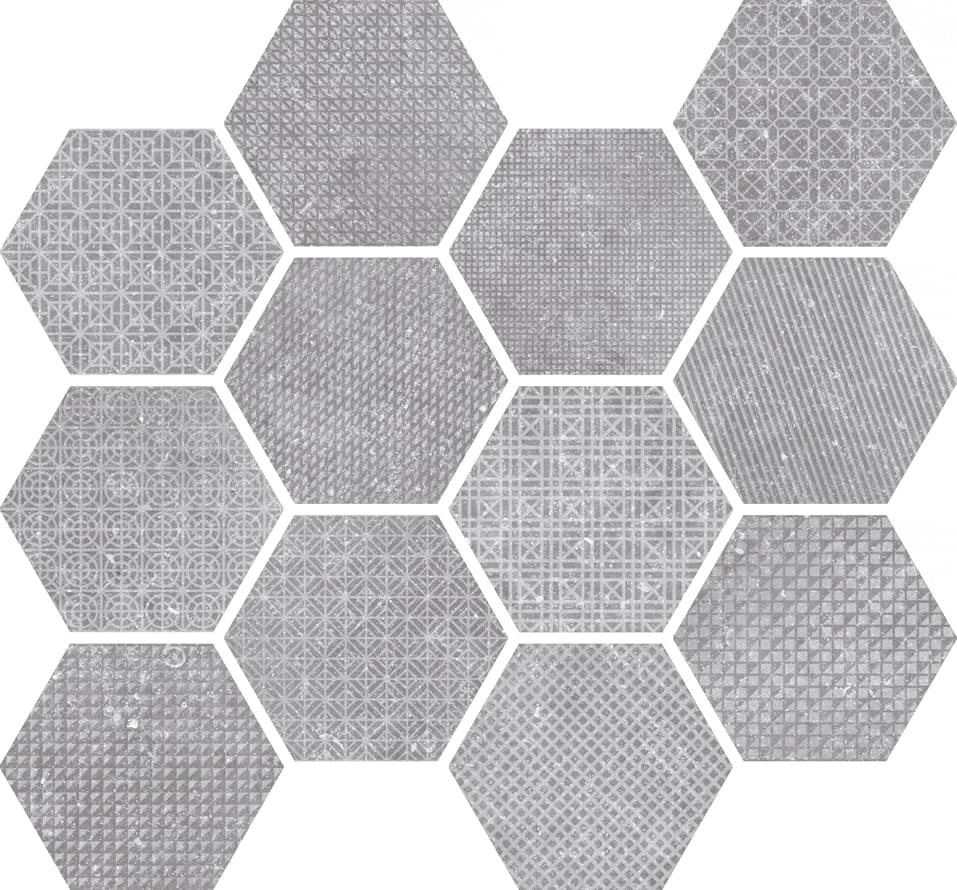 Керамогранит Equipe Декор Hexagon Melange Grey 29.2x25.4