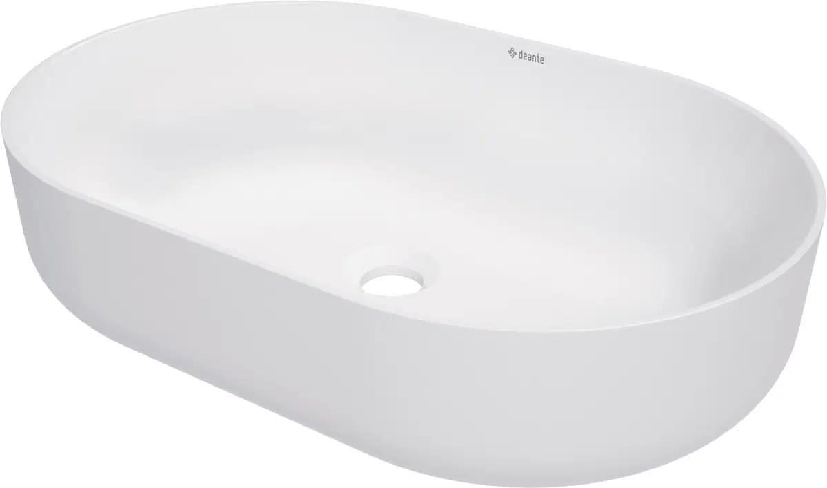 Керамическая плитка Deante Накладная Раковина керамическая ROUND накладная 580x300x140мм белый матовый