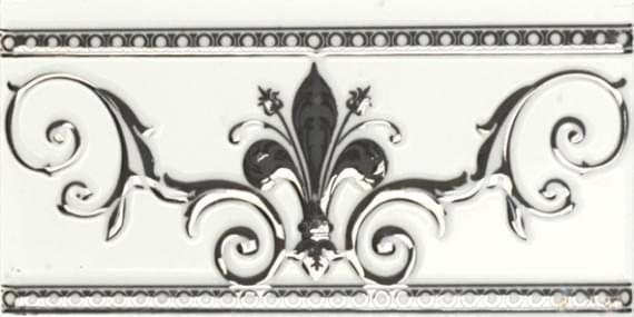 Керамическая плитка Almera Бордюр Cenefa Blanco Silver 9.2x20