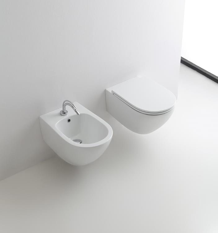 Керамическая плитка Kerasan Подвесное Aquatech Биде подвесное с 1 отверстием под смеситель белый