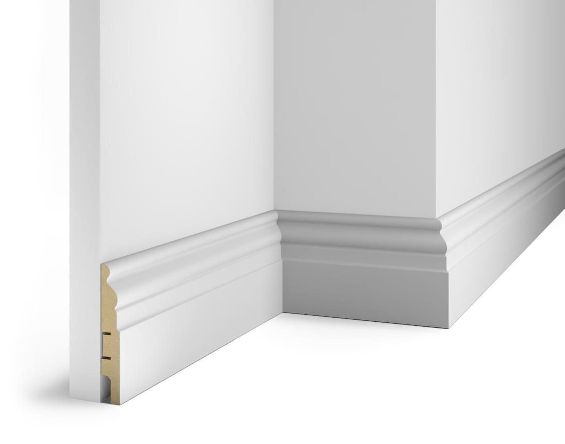 Лепнина Cosca Decor Плинтус AP18 Белый С Пазом 10.2x240x1.6