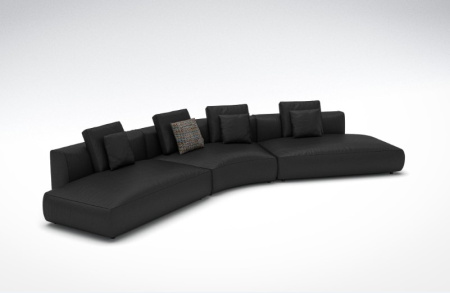 Диван полукруглый (левый угол) на деревянном каркасе с обивкой из ткани, LNGN-WF170L_1