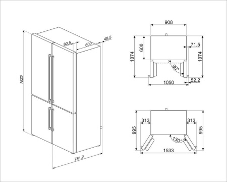 Холодильник комбинированный SMEG FQ60BDE