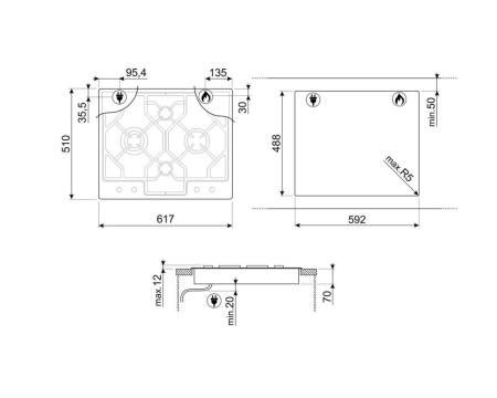 Газовая варочная панель SMEG PGF64-4