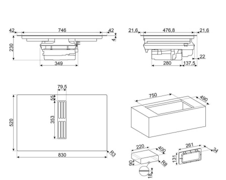 Индукционная варочная панель с вытяжкой SMEG HOBD482D2