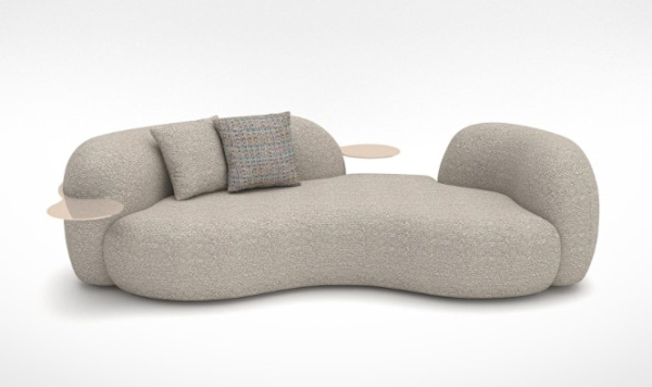 Диван полукруглый (левый угол) на деревянном каркасе с обивкой из ткани, LN_00005