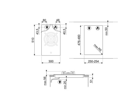Газовая варочная панель Combi SMEG PV331CN