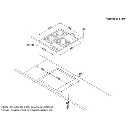 Газовая варочная панель Korting HGG 4825 CTN