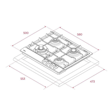 Газовая варочная панель Teka GSC 64320 RBN VANILLA-OB