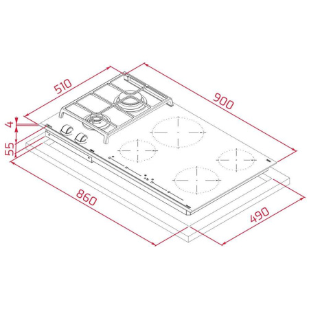 Газовая варочная панель Teka HYBRID JZC 96324 ABN BLACK