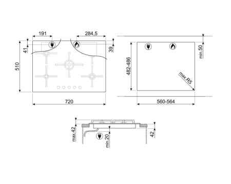 Газовая варочная панель SMEG PV175B3