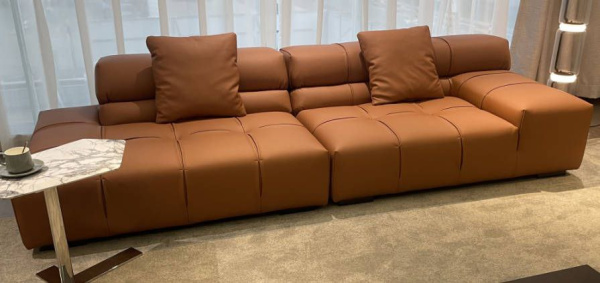 Диван на деревянном каркасе с обивкой из кожи, LN2253_1