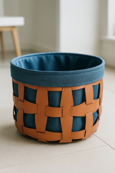 Корзина для хранения из искусственной кожи с элементами из ткани, LNALS-206-1