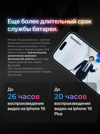 Смартфон Apple iPhone 16 Plus SIM+eSIM 128 ГБ, White, AE