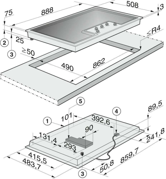 Газовая варочная панель Miele KM 2356-1