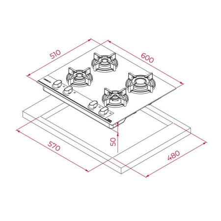 Газовая варочная панель Teka GBC 64-G1 GBN MATT BLACK