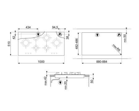 Газовая варочная панель SMEG PVL6106CN