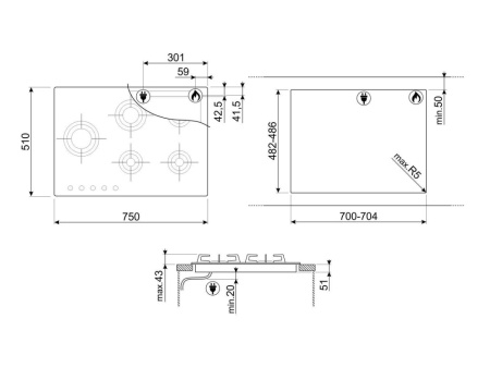 Газовая варочная панель SMEG PVL675LCN