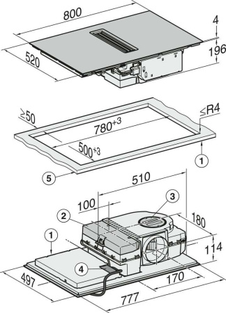 Индукционная варочная панель с вытяжкой Miele KMDA 7272 FL-U