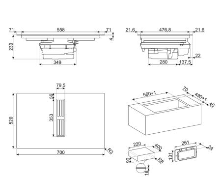 Индукционная варочная панель с вытяжкой SMEG HOBD472D2