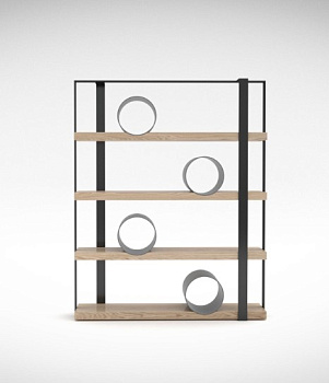 Книжная полка в разобранном виде (2 шт. в комплекте), мдф, шпон, дерево, с металлическими элементами