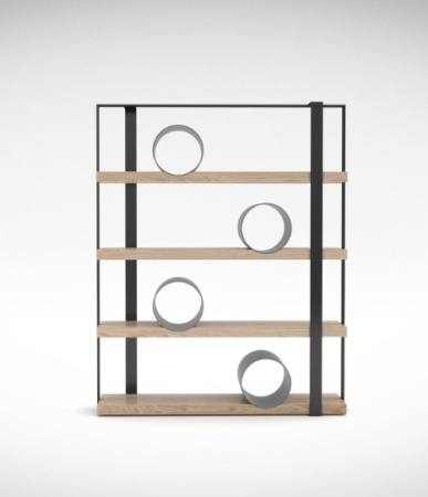 Книжная полка в разобранном виде (2 шт. в комплекте), мдф, шпон, дерево, с металлическими элементами