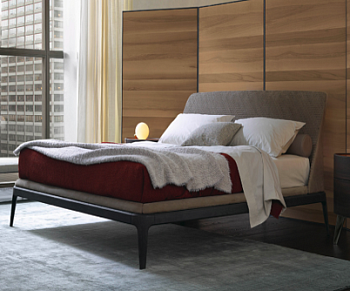 Кровать с обивкой из кожи и ткани, LNBT382_1