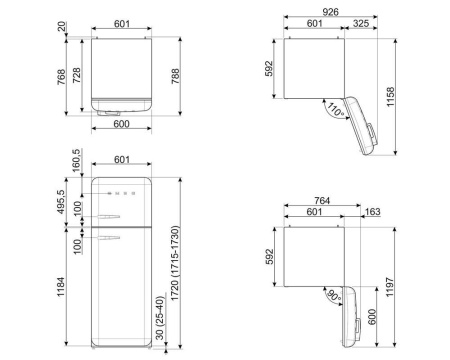 Холодильник комбинированный SMEG FAB30ROR5