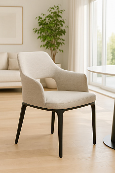 Стул обеденный на деревянном каркасе с обивкой из нубука, LN_00002