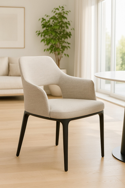 Стул обеденный на деревянном каркасе с обивкой из нубука, LN_00002