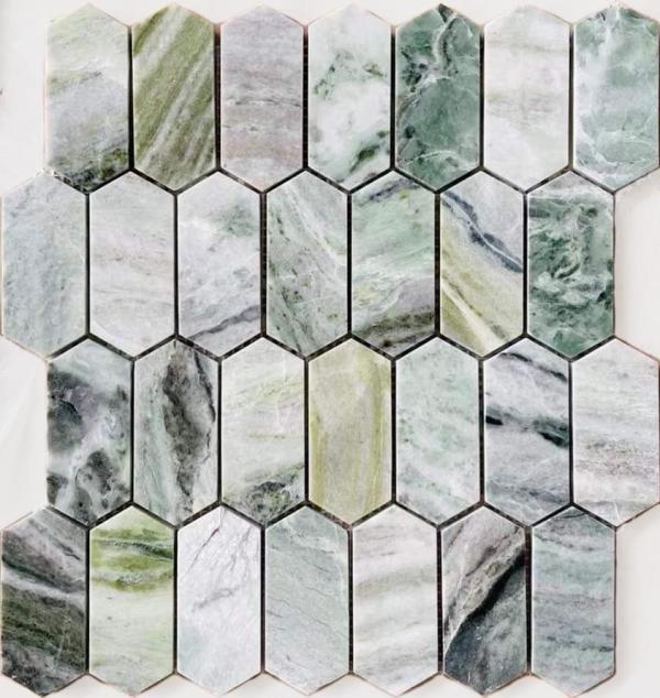 Caramelle Pietrine Onice Verde Oliva Pol Long Hex